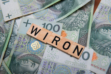 Inscription WIRON next to polish money. WIRON is Warsaw Interest Rate Overnight. Replacement of WIBOR by WIRON
