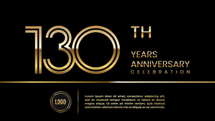 130th anniversary celebration template design with double line concept. Logo Vector Template Illustration - obrazy, fototapety, plakaty