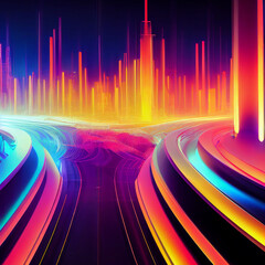 Abstract digital high tech city design for banner background.