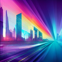 Abstract digital high tech city design for banner background.