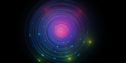 Circle abstraction. Beautiful neon light.