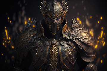 Fantasy hero in armor. sketch art for artist creativity and inspiration. generative AI	
