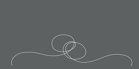 Decoration continuous line hand drawing element for wedding photo book, invitations. Vector stock illustration minimalism design isolated on black background. Editable stroke single line. 