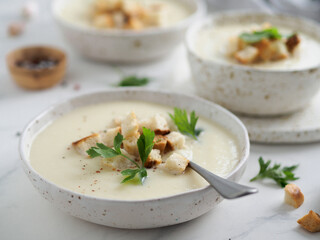 cauliflower soup puree, copy space