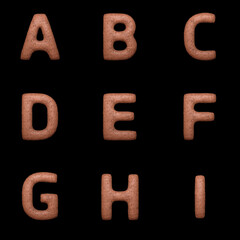 3D Render Set of Clay Alphabet - Font including Letters,  Numbers and Punctuation Marks