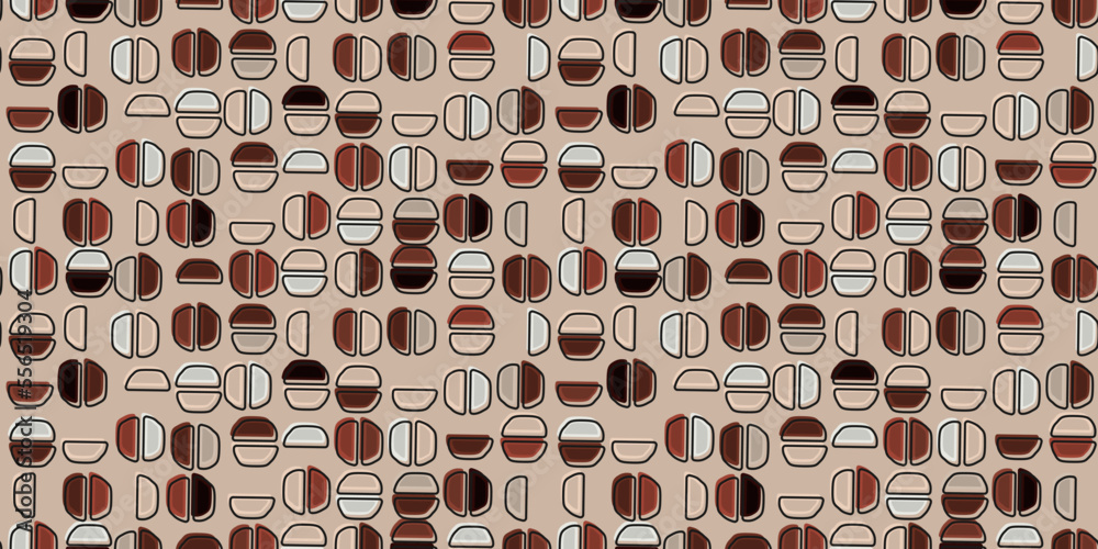 Poster Abstract seamless pattern with coffee beans. Vector seamless pattern or print wallpaper. Brown coffee for a stylish design of seamless patterns.