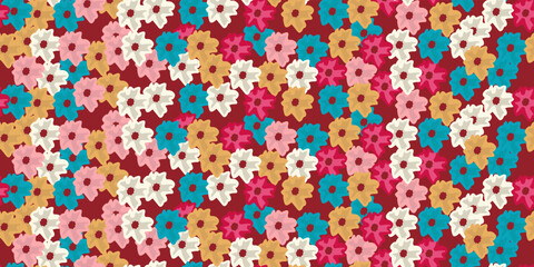 Abstract seamless pattern with flowers. Colored flowers for a stylish design of seamless patterns.