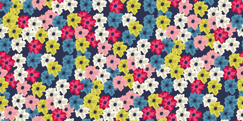 Abstract seamless pattern with flowers. Vector seamless pattern or print wallpaper. Colored flowers for a stylish design of seamless patterns.
