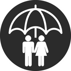 Life Insurance Icon, Umbrella Protecting Family Sign-Symbol, Black Vector