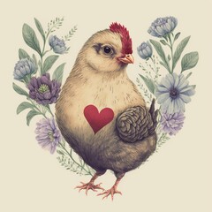 cute chicken with valentine