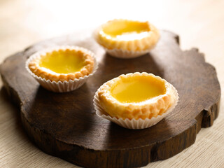 Baked Mini Egg Tart served in dish isolated on table top view of food