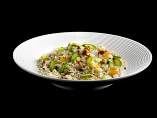 Homestyle Fried Rice served in dish isolated on table top view of food