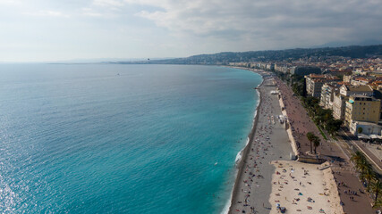 Aerial view on buildings and city, Old town in Nice, France 