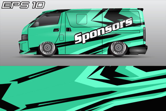 Automotive travel van car wrap livery sticker design template