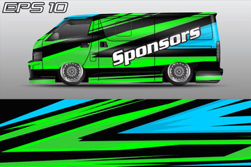 Automotive travel van car wrap livery sticker design template