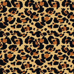 Fototapeta na wymiar Leopard vector print, seamless fabric texture, animal pattern for print clothes, paper.