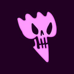 Weird skull head doodle cartoon, illustration for t-shirt, sticker, or apparel merchandise. With modern pop and retro style.