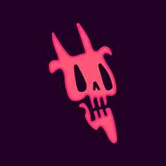 Demon skull head cartoon, illustration for t-shirt, sticker, or apparel merchandise. With modern pop and urban style.