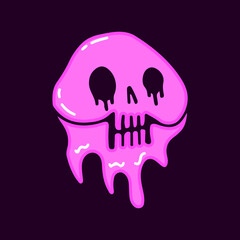 Distorted crazy skull head cartoon, illustration for t-shirt, sticker, or apparel merchandise. With modern pop and urban style.