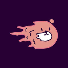 Melted bear face cartoon, illustration for t-shirt, sticker, or apparel merchandise. With modern pop and urban style.