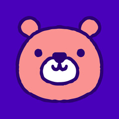 Cute bear head doodle cartoon, illustration for t-shirt, sticker, or apparel merchandise. With modern pop and urban style.