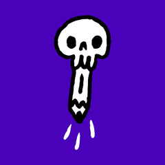 Pencil and skull cartoon, illustration for t-shirt, sticker, or apparel merchandise. With modern pop and urban style.