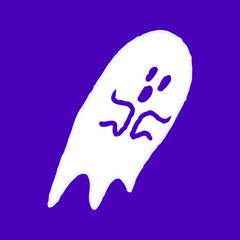 Cute ghost cartoon, illustration for t-shirt, sticker, or apparel merchandise. With modern pop and retro style.