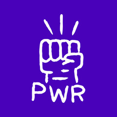 Rising fist hand cartoon, illustration for t-shirt, sticker, or apparel merchandise. With modern pop and retro style.