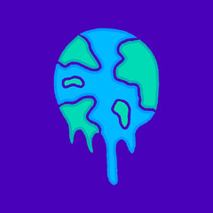Distorted earth planet cartoon, illustration for t-shirt, sticker, or apparel merchandise. With modern pop and retro style.