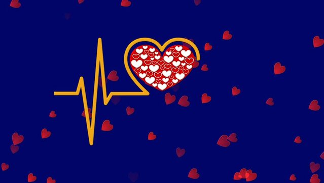 Festive video screensaver in honor of all lovers of Valentine's Day with moving hearts