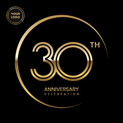 30th anniversary logo design with double line concept. Logo Vector Illustration