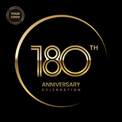 180th anniversary logo design with double line concept. Logo Vector Illustration