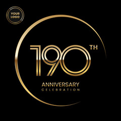 190th anniversary logo design with double line concept. Logo Vector Illustration
