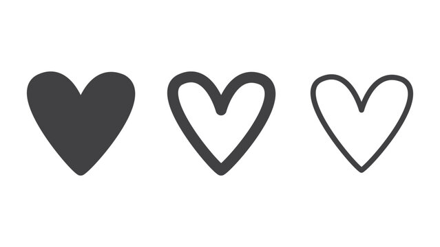 Hearts flat icons. Vector illustration. Set of love symbols isolated.
