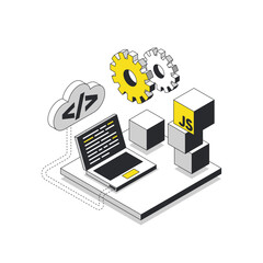 Coding illustration. Modern linear inphographic