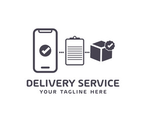 Delivery service or online order application. Parcel tracking app logo design. Online Parcel Inspection Concept. Technology, tracking and shipment service concept vector design and illustration.