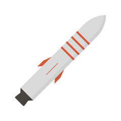 Fly Nuke Weapon. Military Aviation Rocket. Destruction Force. Isolated Vector Illustration.