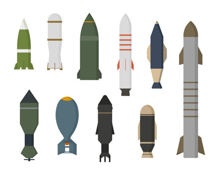 Rocket illustration set isolated white background. Vector simple flat graphic style