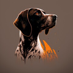 German short-haired Pointer dog encircled illustration made with Generative AI