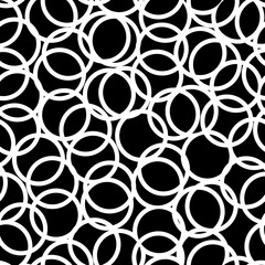 Crossed rings backdrop. Circles pattern. Circular figures seamless ornament. Geometric motif. Rounds background. Circle shapes wallpaper. Digital paper. Textile print. Vector abstract.