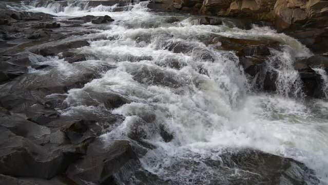 Strong flow of water due to spring flood