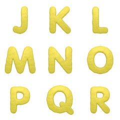 3D Render Set of Lemon Alphabet - Font including Letters,  Numbers and Punctuation Marks