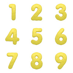 3D Render Set of Lemon Alphabet - Font including Letters,  Numbers and Punctuation Marks