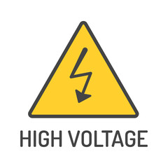 High voltage sign. Warning sign, electrical hazard sign. Vector illustration on white background