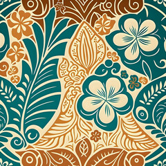Fototapeta na wymiar Hawaiian floral pattern, colorful design illustartion