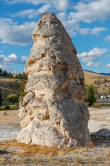 Liberty Cap, a dormant hot spring cone at Mammoth Hot Springs in Yellowstone National Park, Wyoming