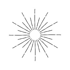 Sunburst line drawing. sun rays linear silhouette. Design of sun rays isolated. vector illustration