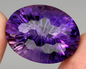 Natural stone purple amethyst on a gray background