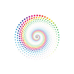 Rainbow dot circle logo halftone on the white background. Vector illustration.	