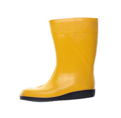 yellow garden rubber boots isolated on white background